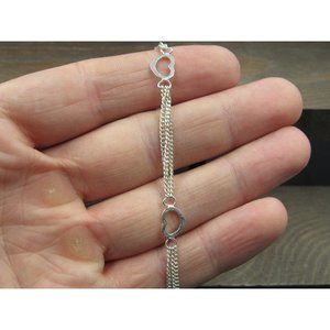 9" Sterling Silver Many Hearts Chain Bracelet Vintage Elegant Beautiful Everyday